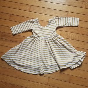 Alice and Ames mustard stripe swirl dress